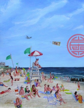 bungalow beach by pete tartaglia Oil Paintings